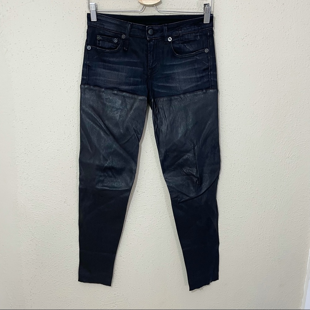 R13 Leather Chaps Jeans Size 26 Black - Picture 2 of 10